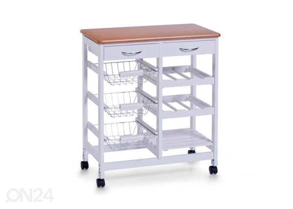 Keittiöhylly pyörillä, bambu työtaso