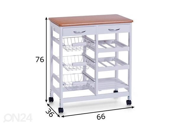 Keittiöhylly pyörillä, bambu työtaso mitat