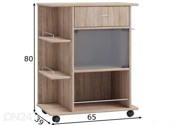 Keittiöhylly pyörillä Pocis 65 cm mitat
