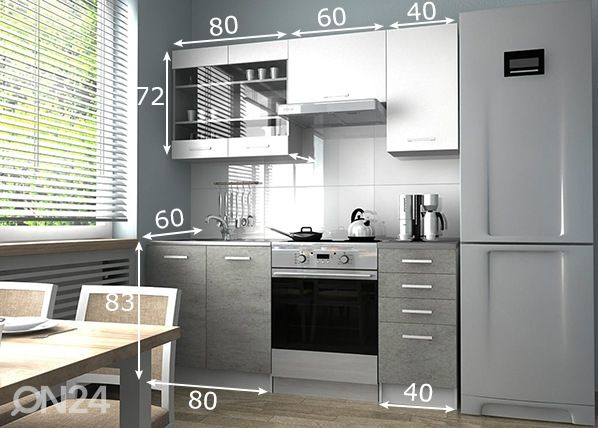 Keittiökalusteet 180 cm mitat