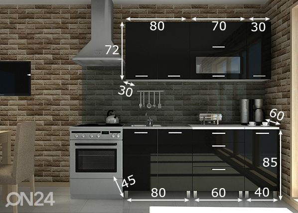 Keittiökalusteet 180 cm mitat