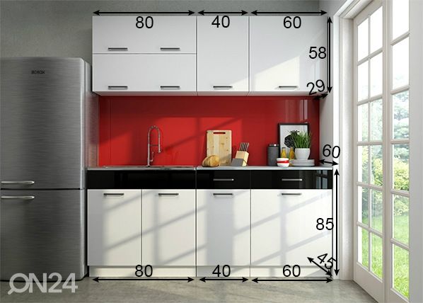 Keittiökalusteet 180 cm mitat