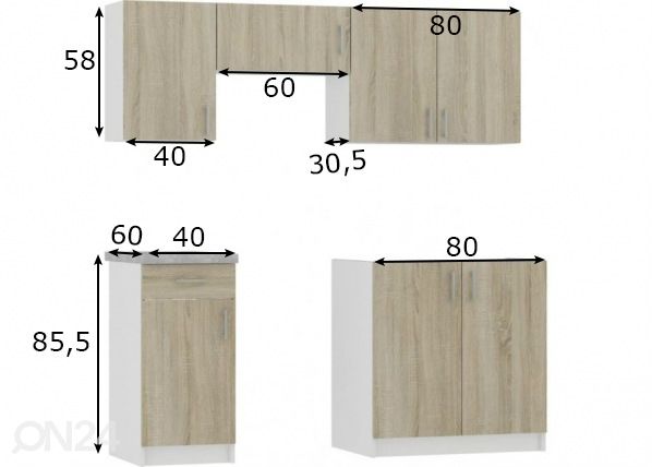Keittiökalusteet 180 cm mitat