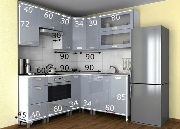Keittiökalusteet 190/170 cm mitat