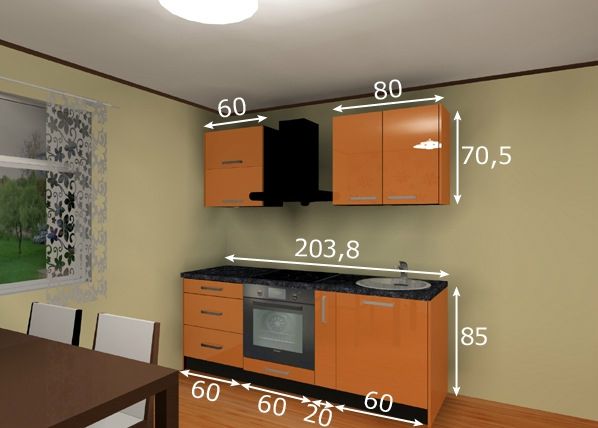 Keittiökalusteet 203 cm mitat