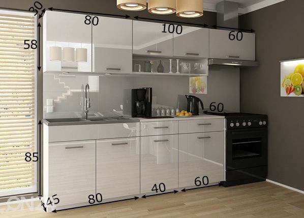 Keittiökalusteet 240 cm mitat