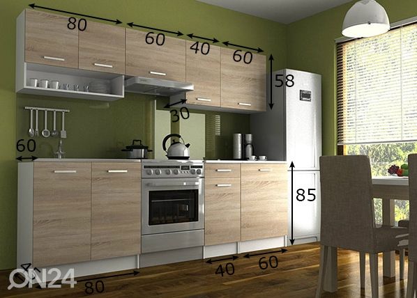 Keittiökalusteet 240 cm mitat