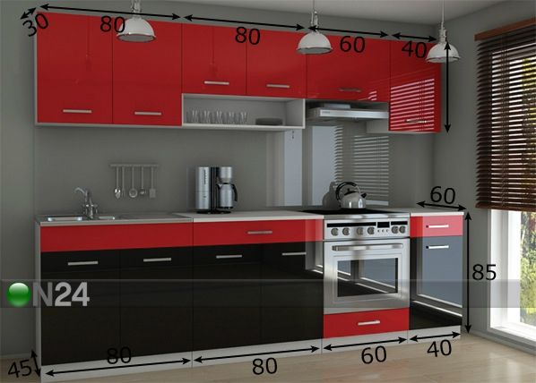 Keittiökalusteet 260 cm mitat