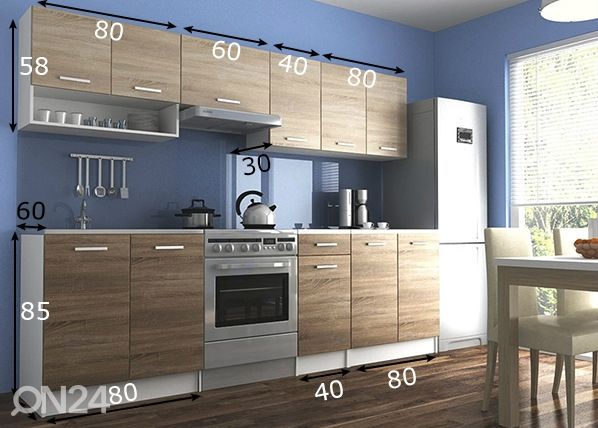 Keittiökalusteet 260 cm mitat
