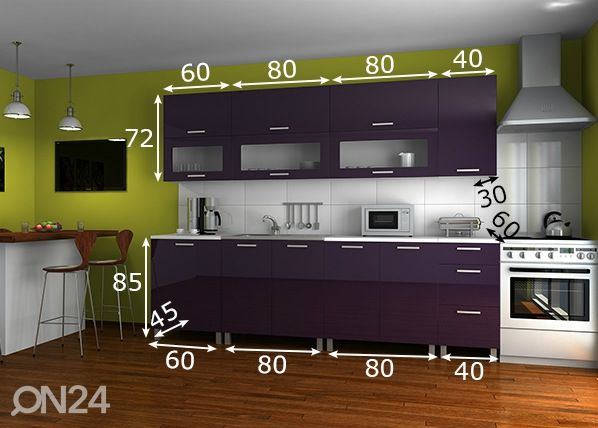 Keittiökalusteet 260 cm mitat
