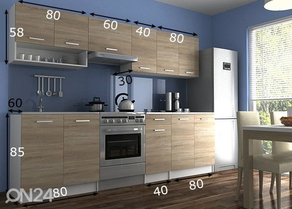 Keittiökalusteet 260 cm mitat