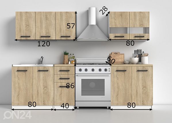 Keittiökalusteet Cross 200 cm mitat