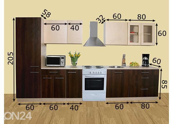 Keittiökalusteet Kaisa 1 SKP 300 cm mitat