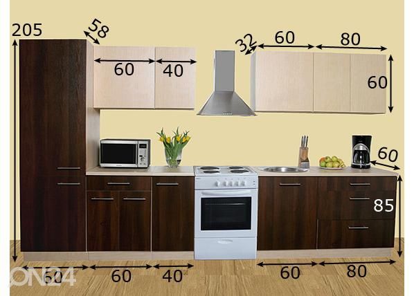 Keittiökalusteet Kaisa 1 SP 300 cm mitat