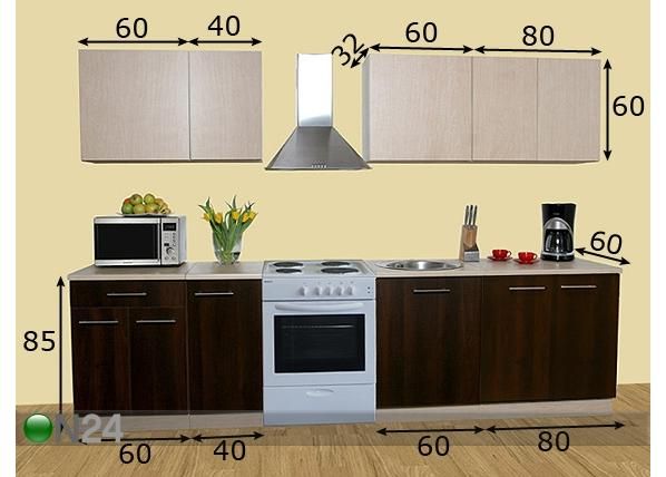 Keittiökalusteet Kaisa 1 U 240 cm mitat