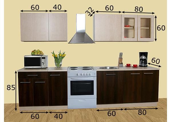 Keittiökalusteet Kaisa 1 UK 240 cm mitat