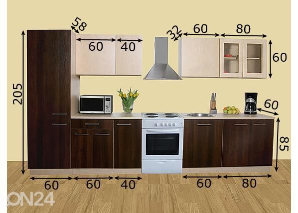 Keittiökalusteet Kaisa 1 UKP 300 cm mitat