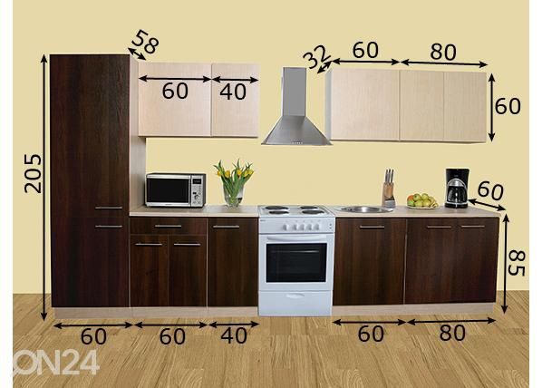 Keittiökalusteet Kaisa 1 UP 300 cm mitat