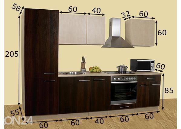 Keittiökalusteet Kaisa 2 P mini 280 cm mitat