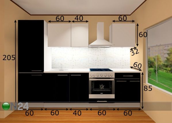Keittiökalusteet Kaisa 2 P mini 280 cm mitat