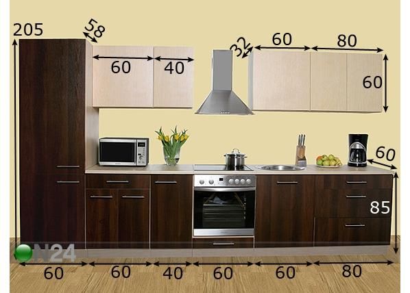 Keittiökalusteet Kaisa 2 SP 360 cm mitat