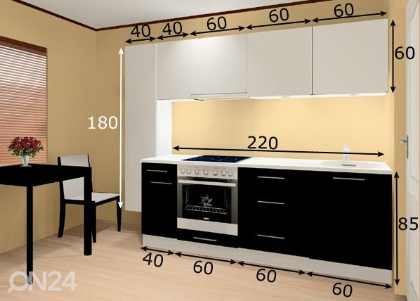 Keittiökalusteet Lenna 1PLX 260 cm mitat