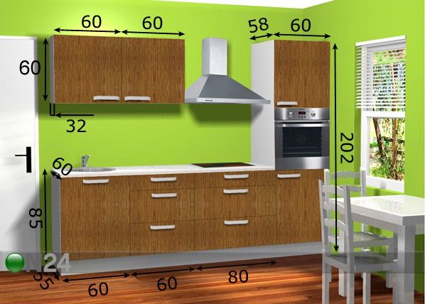 Keittiökalusteet Otto PL 260 cm mitat