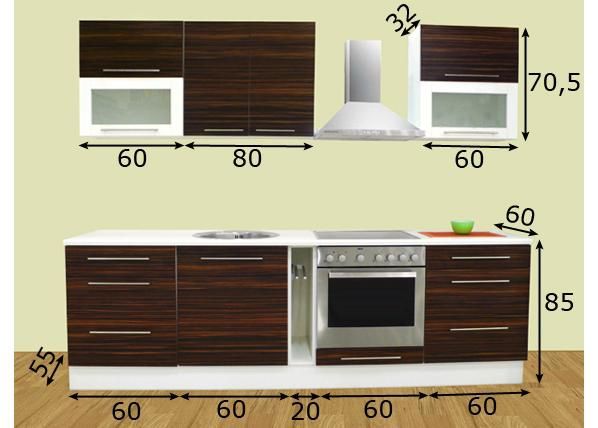 Keittiökalusteet Tiina 1 PL 260 cm mitat