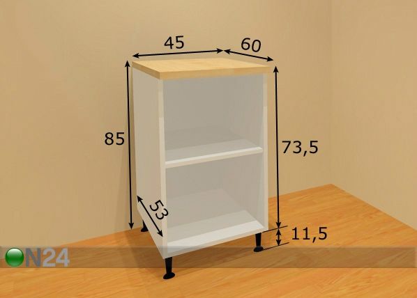 Keittiön alahylly 45 cm mitat