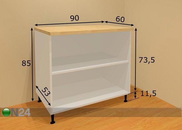 Keittiön alahylly 90 cm mitat