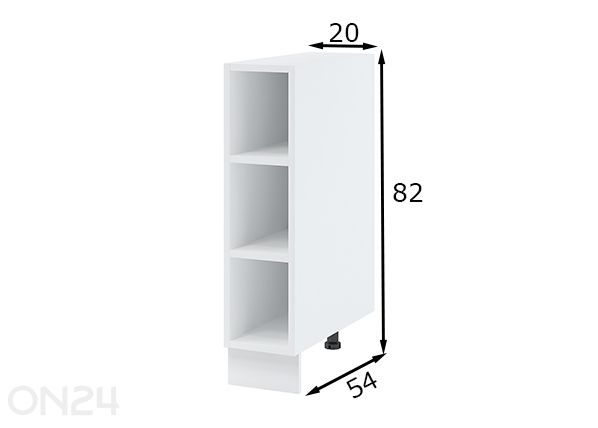 Keittiön alahyllykkö 20 cm mitat