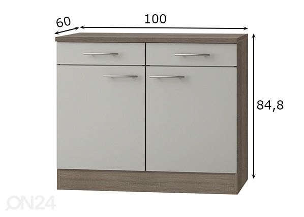 Keittiön alakaappi Arta 100 cm mitat