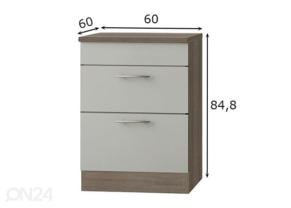 Keittiön alakaappi Arta 60 cm mitat