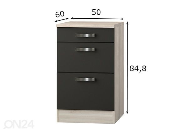 Keittiön alakaappi Faro 50 cm mitat