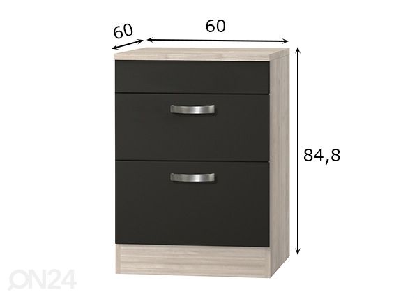 Keittiön alakaappi Faro 60 cm mitat