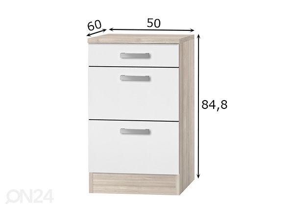 Keittiön alakaappi Genf 50 cm mitat