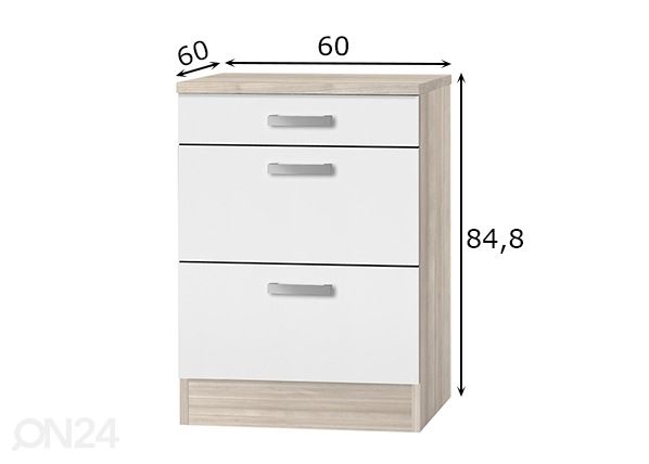 Keittiön alakaappi Genf 60 cm mitat