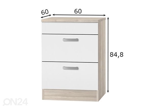 Keittiön alakaappi Genf 60 cm mitat