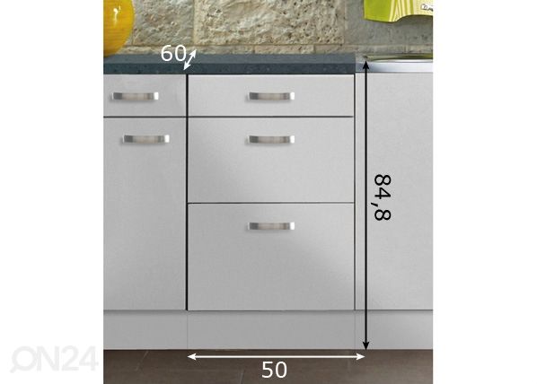 Keittiön alakaappi Lagos 50 cm mitat