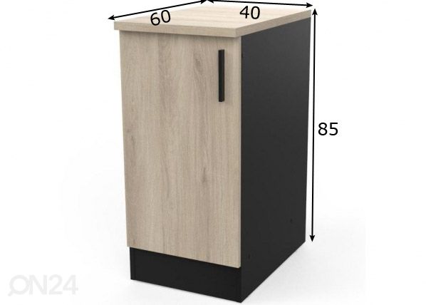 Keittiön alakaappi Origan 40 cm mitat