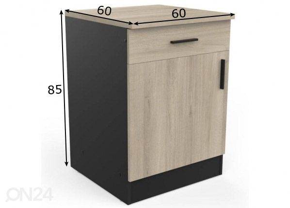 Keittiön alakaappi Origan 60 cm mitat