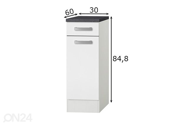 Keittiön alakaappi Oslo 30 cm mitat