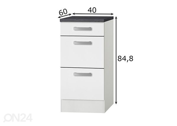 Keittiön alakaappi Oslo 40 cm mitat