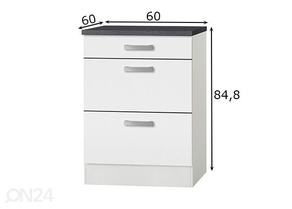 Keittiön alakaappi Oslo 60 cm mitat