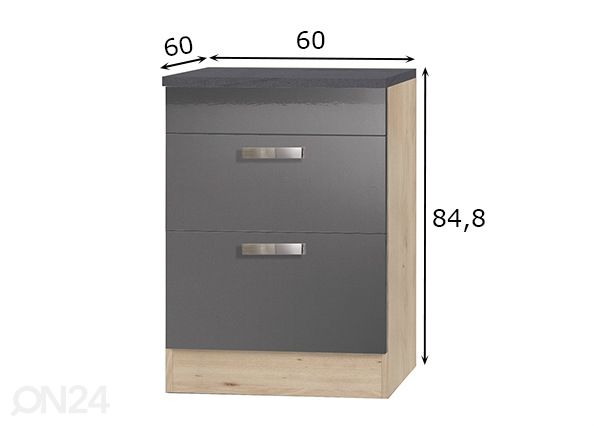 Keittiön alakaappi Udine 60 cm mitat