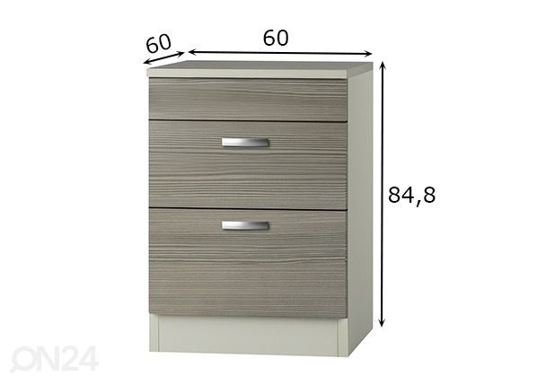 Keittiön alakaappi Vigo 60 cm mitat