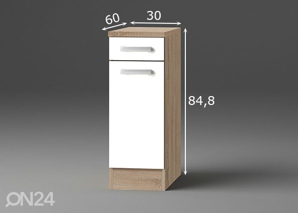 Keittiön alakaappi Zamora 30 cm mitat