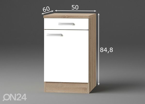 Keittiön alakaappi Zamora 50 cm mitat
