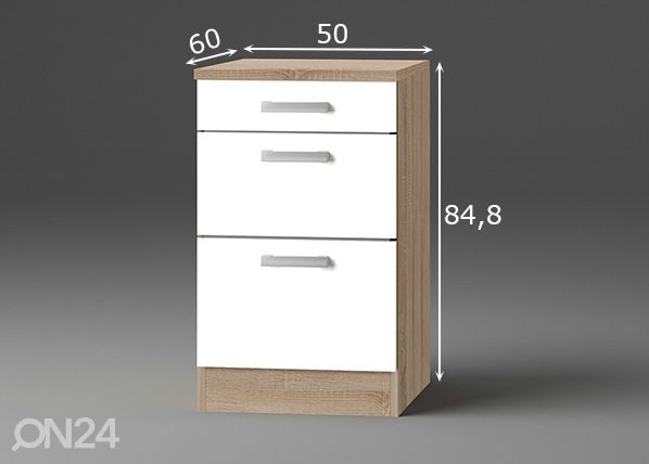 Keittiön alakaappi Zamora 50 cm mitat