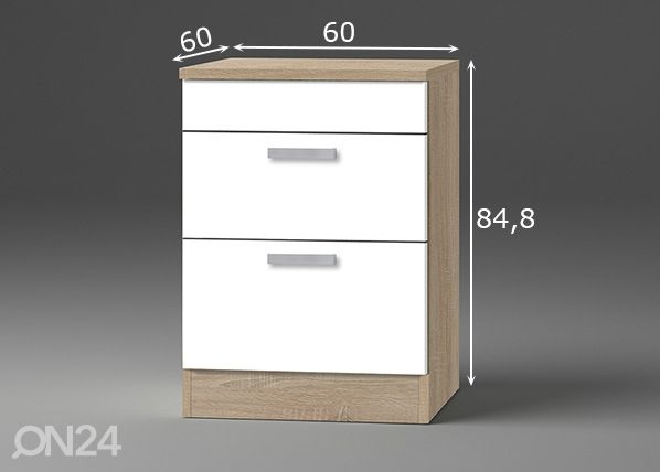 Keittiön alakaappi Zamora 60 cm mitat